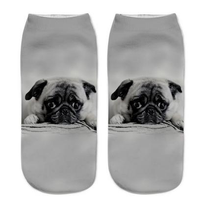 3D Cartoon Animal Print Socks - Cat Design