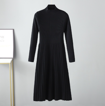 Long Knit Sweater Dress for Women with Overcoat