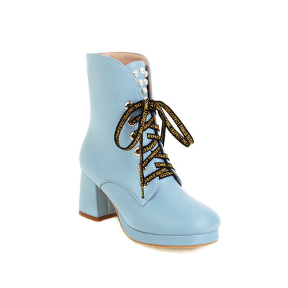 Women's High-Heeled Thick-Soled Martin Boots for Fall/Winter