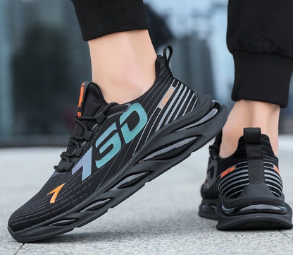 Trendy Black Thick Sole Dad Sneakers for Men