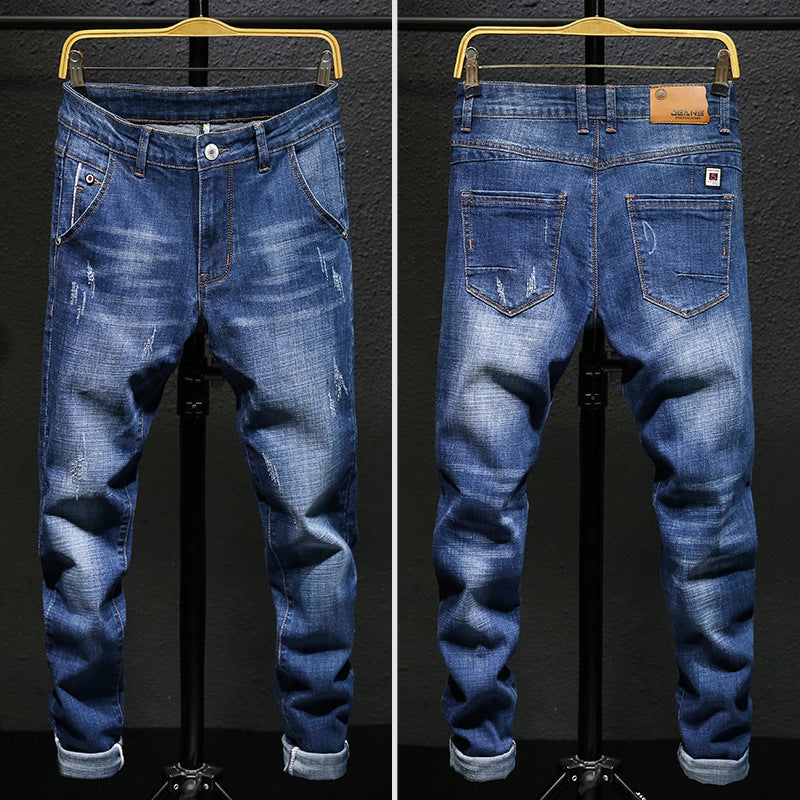 Fleece-lined Men's Slim Fit Jeans for Autumn & Winter