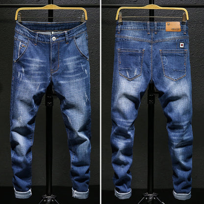 Fleece-lined Men's Slim Fit Jeans for Autumn & Winter