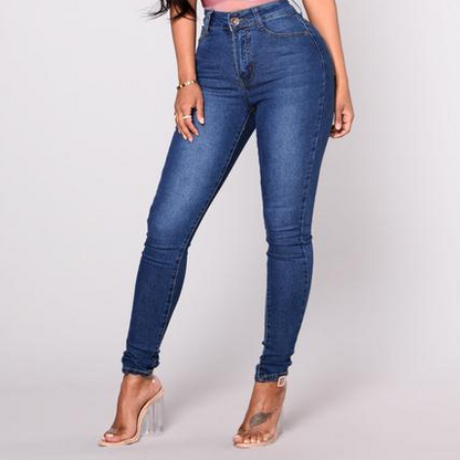 Washed Blue High Rise Stretch Skinny Denim Pants