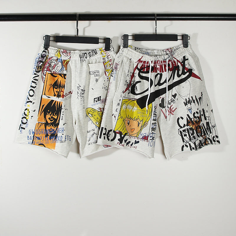 Hand-Painted Graffiti Street Loose Men's Shorts