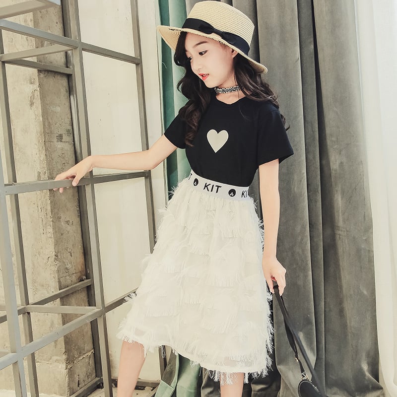 Girls' Summer Dress and Suit Skirt Outfit
