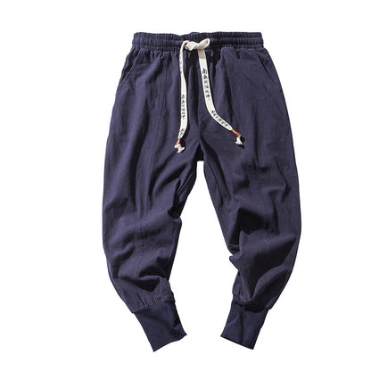 Men's Loose Harem Pants with Cuffed Hem and Lantern Style