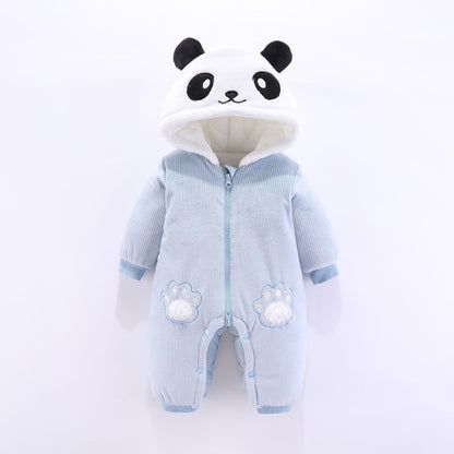 Winter Panda Baby Hoodie Jumpsuit for Newborns