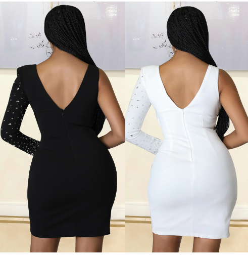 Rhinestone One-Shoulder Dress for Women