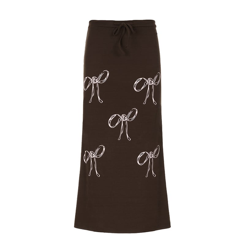 Women's Bow Print Drawstring Dress