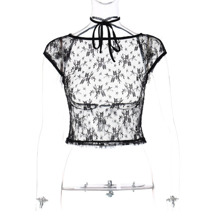Trendy Lace Backless Crop Top for Women