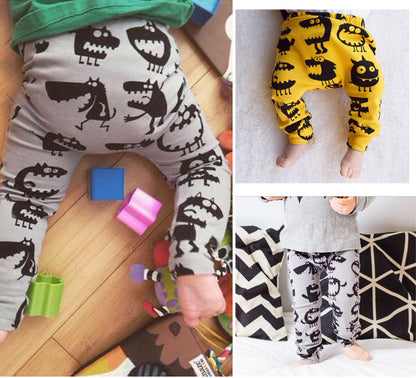 Baby Cotton Pants with Monster Print for Autumn