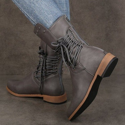 Medium Size Flat Rivet Martin Boots