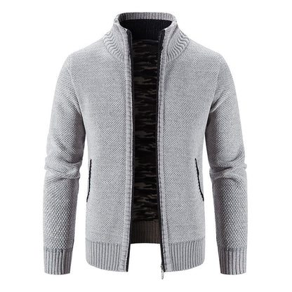 Men's Fleece Lined Knitwear Jacket for Autumn Winter