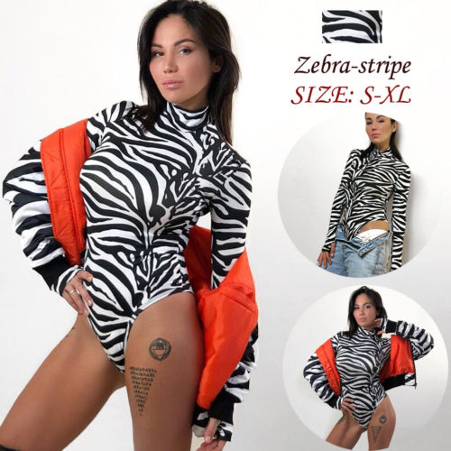 Summer Women's Zebra Striped High-Neck Jumpsuit
