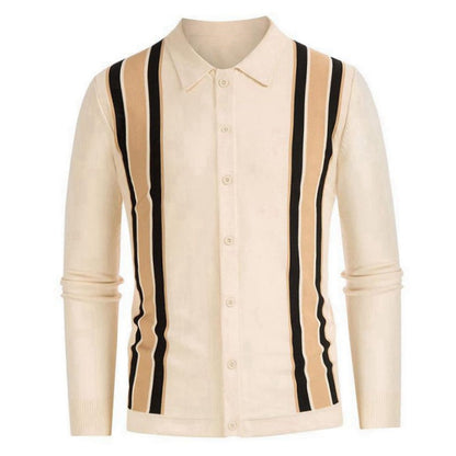 Men's Spring Thin Knitted Striped Shirt