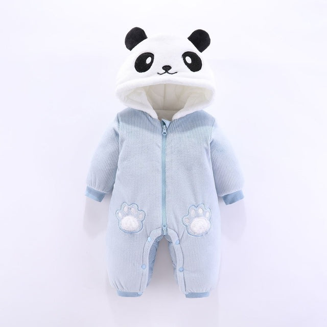 Winter Panda Baby Hoodie Jumpsuit for Newborns