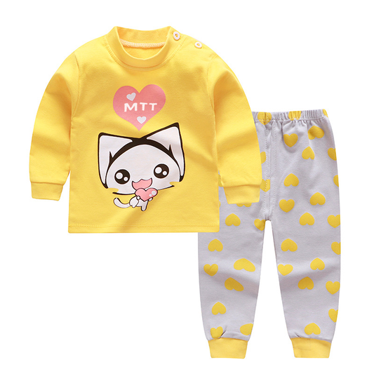 Kids' High Waist Cotton Cartoon Thermal Underwear Set
