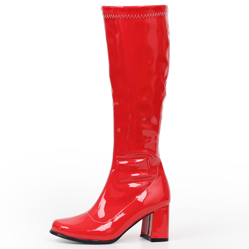 Thick-Heeled Patent Leather Martin Boots (9cm Heel)