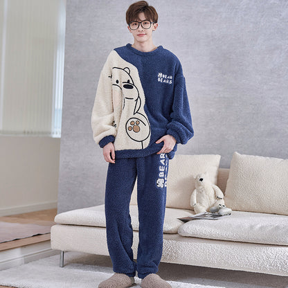 Men's Thickened Plush Winter Home Suit for Autumn/Winter