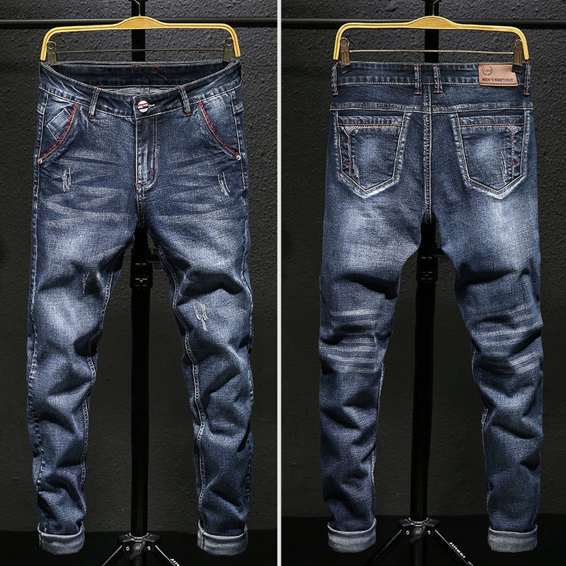 Fleece-lined Men's Slim Fit Jeans for Autumn & Winter