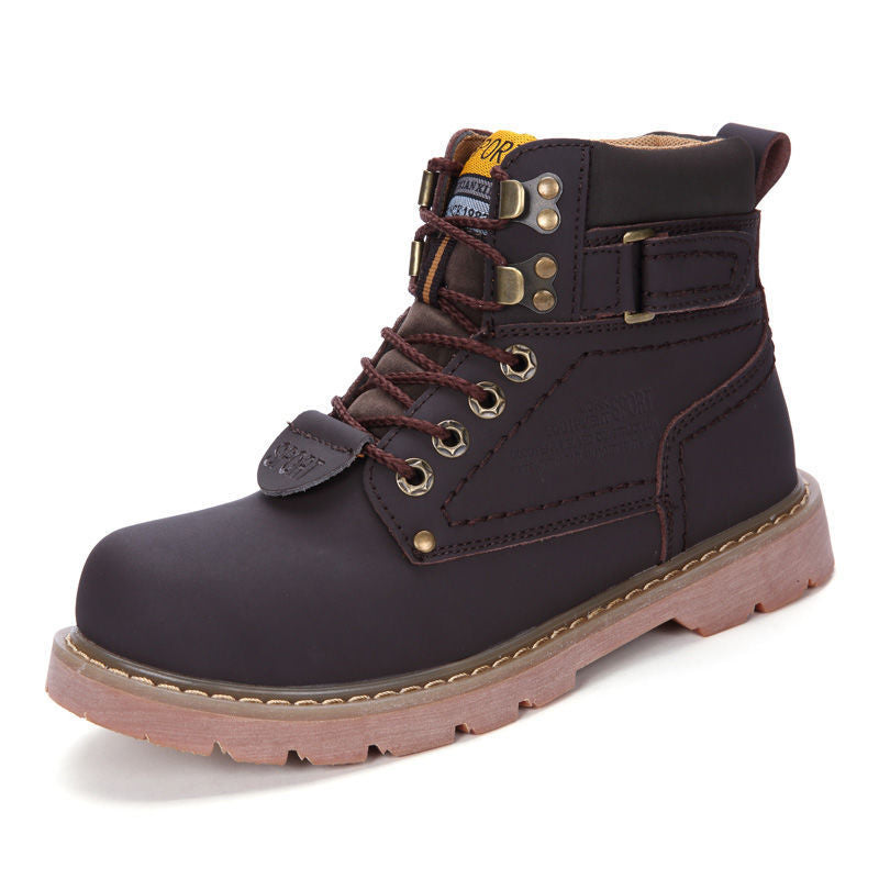 British Style Winter High-Top Velvet Cowhide Boots