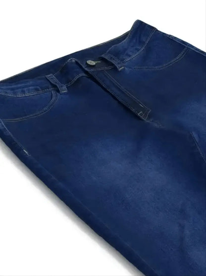Washed Blue High Rise Stretch Skinny Denim Pants