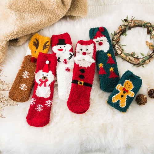 Cozy Cute Coral Fleece Plush Sleep Socks
