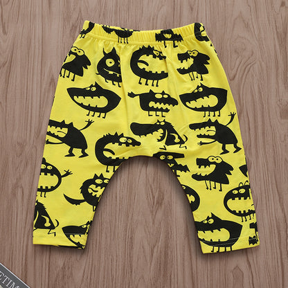 Baby Cotton Pants with Monster Print for Autumn