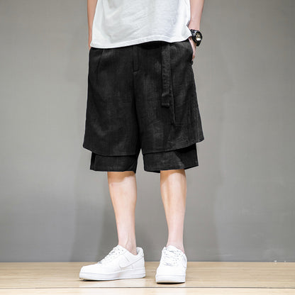 Men's Plus Size Casual Loose Linen Five-Point Shorts
