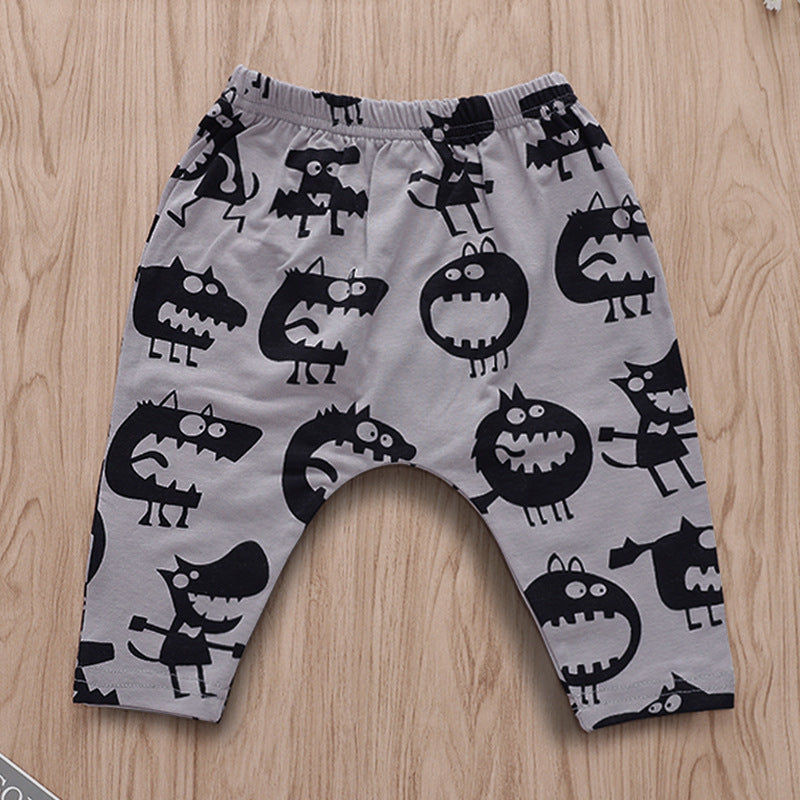 Baby Cotton Pants with Monster Print for Autumn