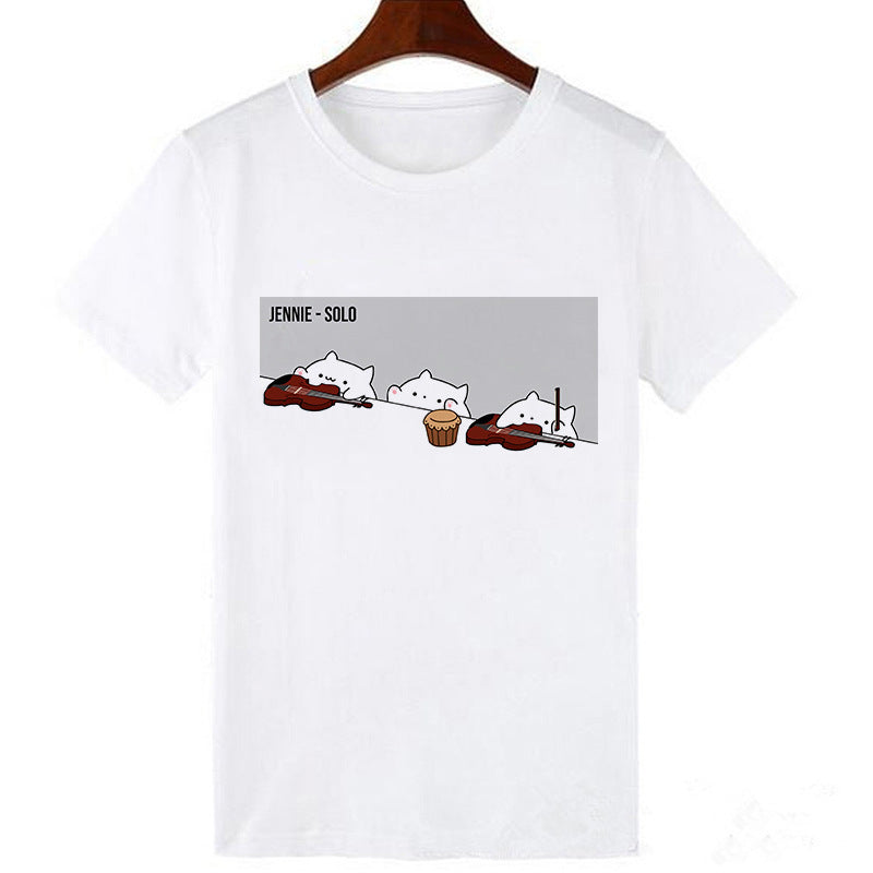 Kawaii Skull Cat Girl T-Shirt Top