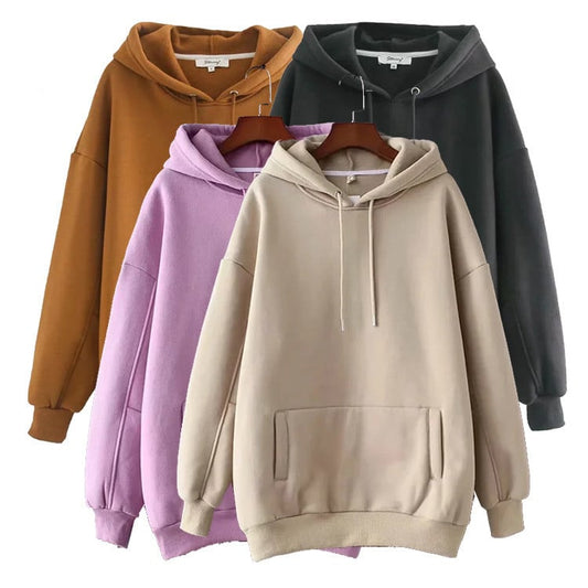 Casual Solid Color Plus Velvet Sweater for All Seasons