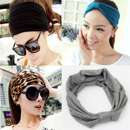 Exaggerated Wide Headband in Solid Cotton Fabric