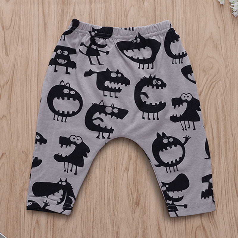 Baby Cotton Pants with Monster Print for Autumn