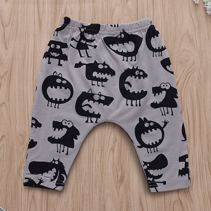 Baby Cotton Pants with Monster Print for Autumn