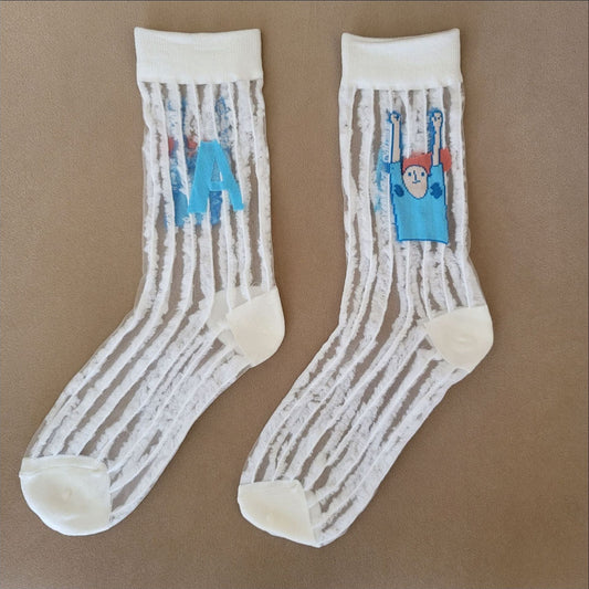 Cute Cartoon Jacquard Korean Tube Socks for Women